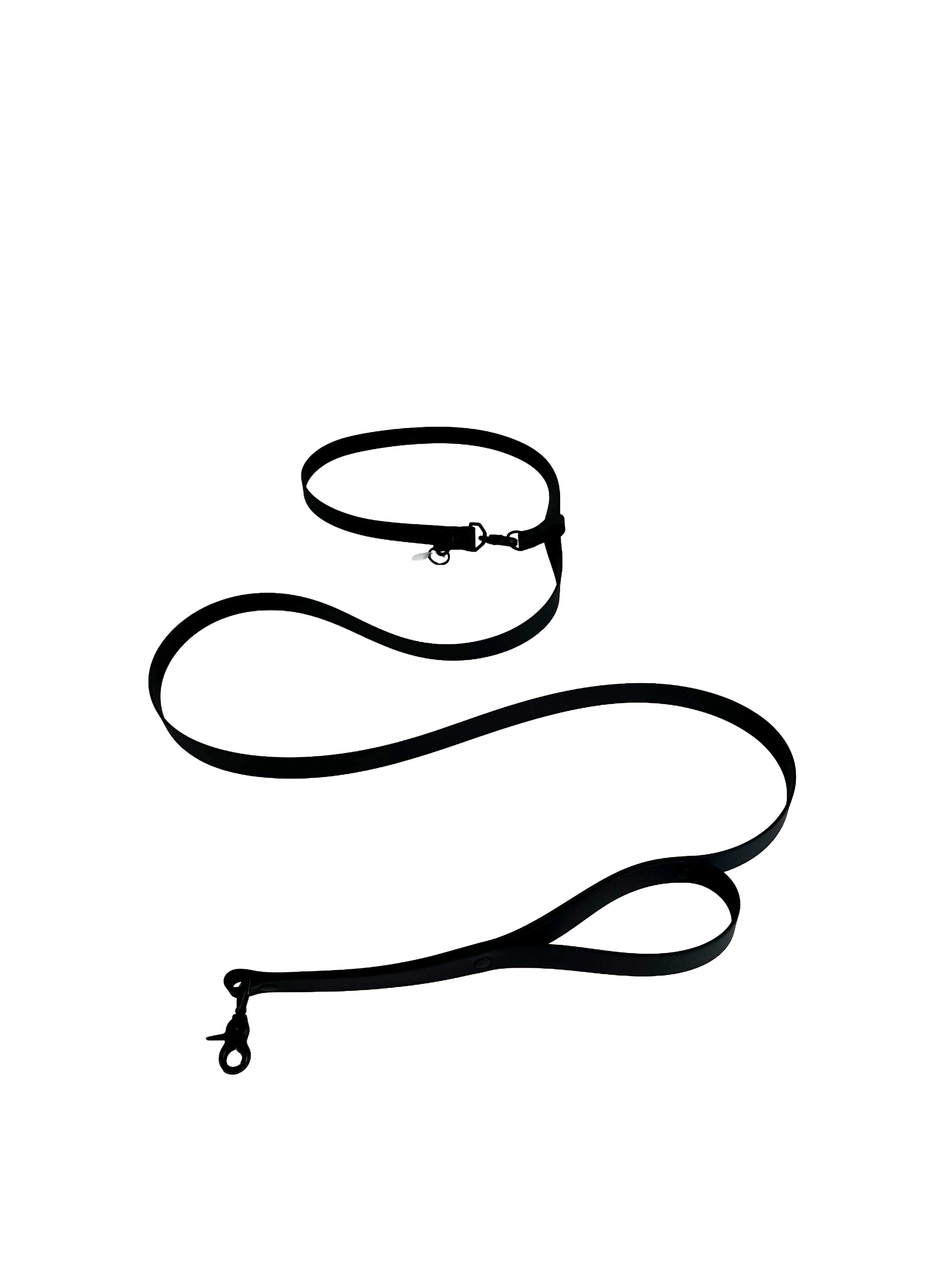ADJUSTABLE THREE-WAY DOG LEASH — BLACK ON BLACK