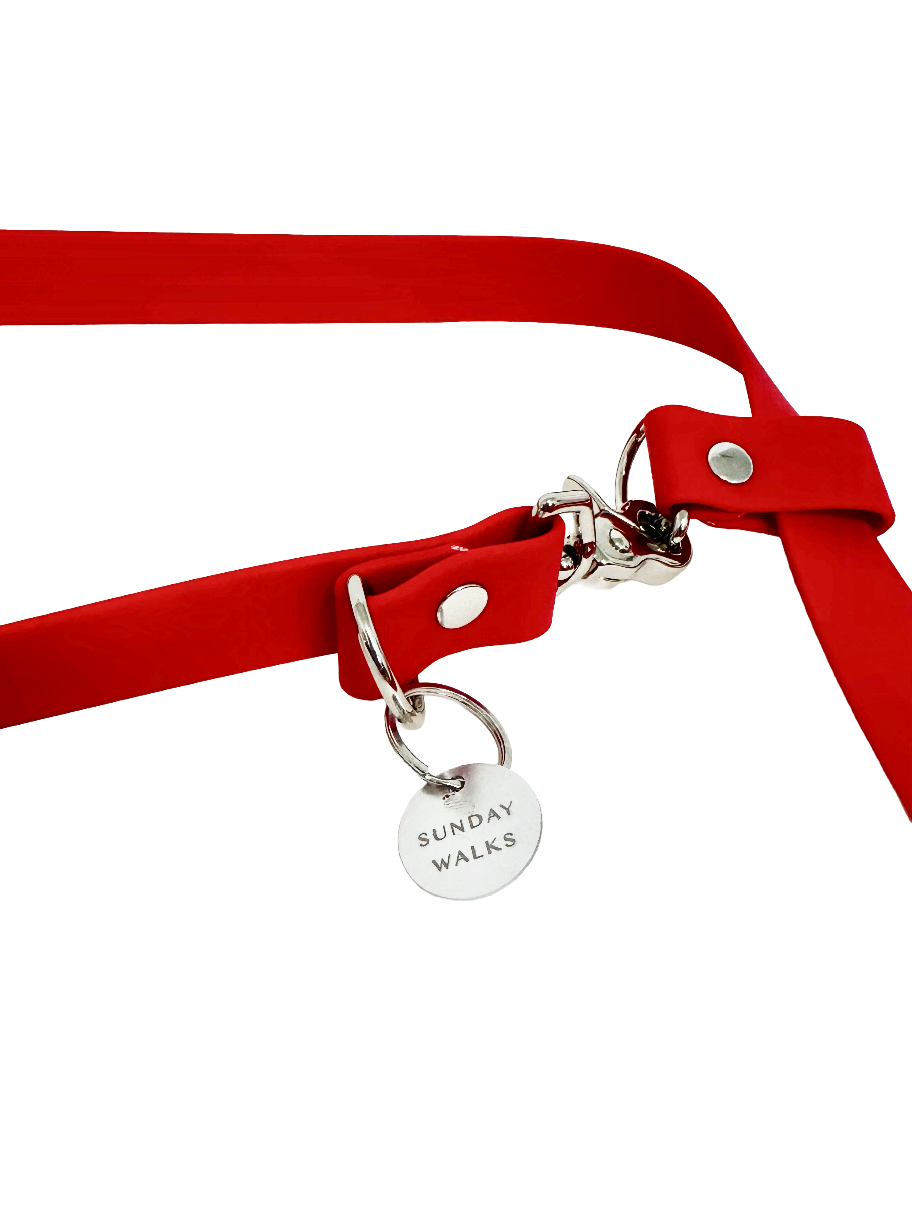 ADJUSTABLE THREE-WAY DOG LEASH — CHERRY RED